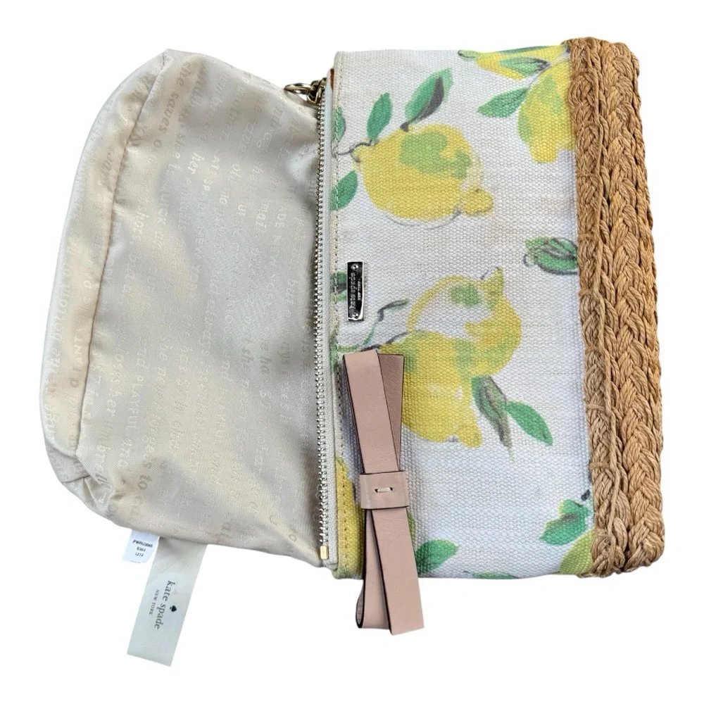 Lemon Print Clutch with Pink Bow